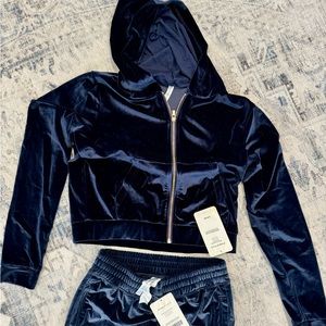 Fabletics Navy Blue Velour Hoodie